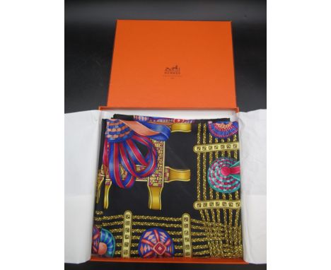 Hermes silk scarf 'Les Rubens Du Cheval' multi coloured 35x35"with original box in good condition&nbsp;