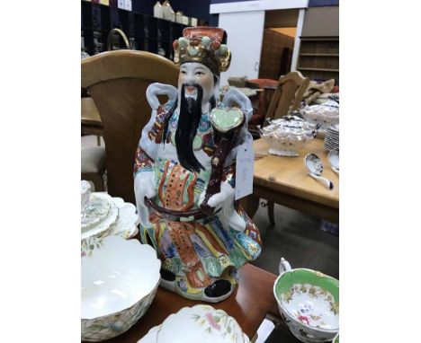 AYNSLEY POPPY PATTERN PART TEA SERVICE along with Maling dish, Royal Albert dish and a Chinese polychrome figure 