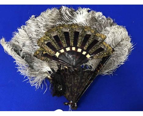 COLLECTION OF FANS to include fabric and feather examples; together with a Pelham puppet