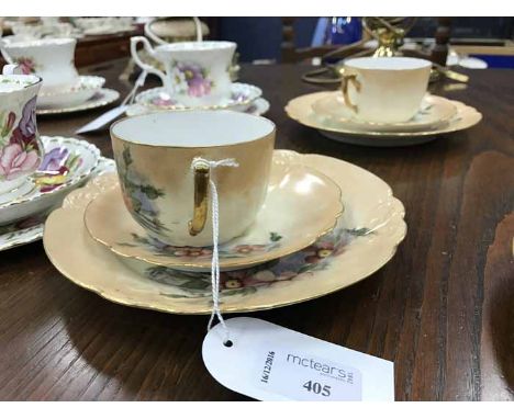 LIMOGES HANDPAINTED PART TEA SERVICE along with Royal Albert tea ware, etc