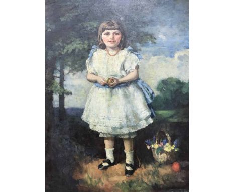 TRADITIONAL PORTRAIT PICTURE OF A CHILDoil on canvas, together with another similar picture (2)