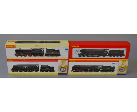 OO Gauge. Hornby. 4 x locomotives. R.2585 DCC ready BR west country "Ottery St Mary", R.2966 DCC ready BR A3 class "Brown jac
