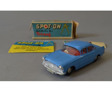 Spot-On #165 Vauxhall Cresta in blue with red interior, cream steering wheel and black plastic wheels. G+, some paint chips a