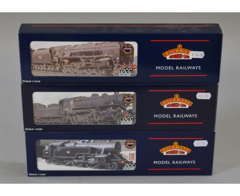 OO Gauge. Bachmann 3 x DCC ready locomotives. BR black 9F No.92249, BR black Fairburn tank No. 42073 & BR black Ivatt class 4