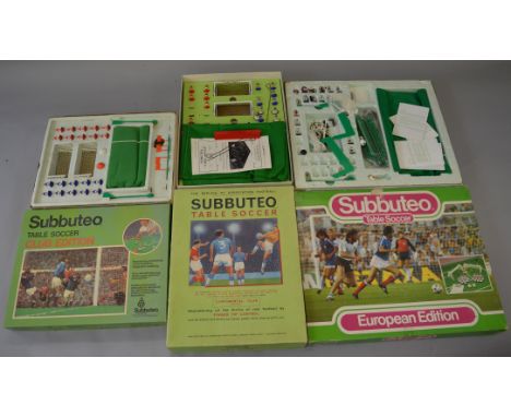 6 Subbuteo sets including Continental Floodlighting, European Edition, World Cup Edition etc,  not checked for completenesss.