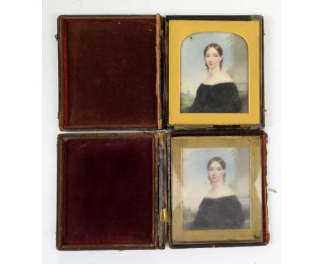 Thomas Hargreaves (1775-1846) two portraits on ivory of the same sitter, young lady with ringlets, one signed on the backing 