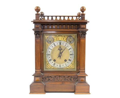 Late 19th / early 20th century mahogany bracket clock, the silvered chapter ring marked 'Morath Bros, Liverpool', with chime/