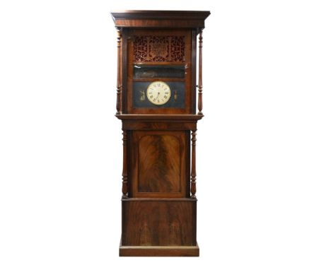 Late 19th century mahogany German Black Forest organ clock, circa 1860-1880, plays 8 tunes on a 44 pipe organ, with 6 day str