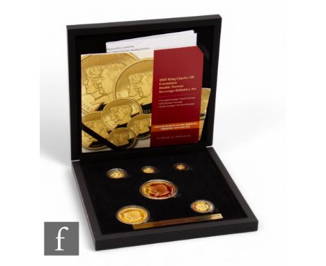 Charles III - A 2023 Tristan Da Cunha proof Coronation double portrait sovereign definitive six coin sovereign set, with cert