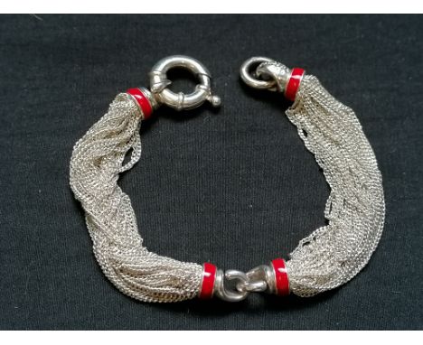 A Tiffany &amp; Co, Italy, silver multiple strand and enamel bracelet. 