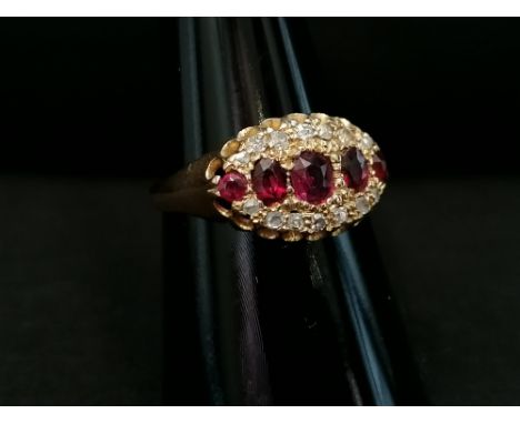 18ct Edwardian Ruby and diamond dress ring. Chester, 1904. 