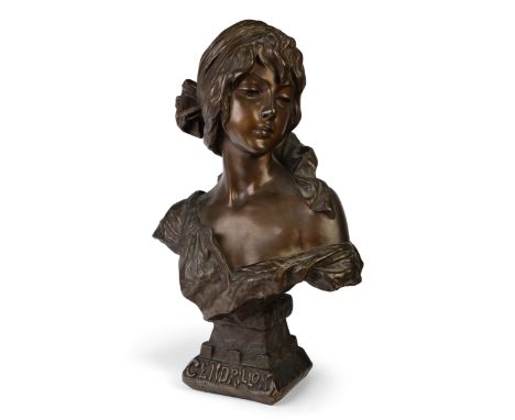 Emmanuel Villanis (1858-1914) 'Cendrillon' Art Nouveau bust of Cinderella, early 20th century  Bronze  Signed in the cast 'E.