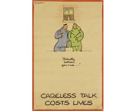 Fougasse (Cyril Kenneth Bird CBE), (1887-1965)   'Careless Talk Costs Lives' print, circa 1940  Lithograph in colours on wove