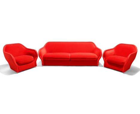 Jamie Hayon for Bernhardt Design&nbsp;'Bardot' three piece suite, comprising three seater sofa and two armchairs, circa 2008&