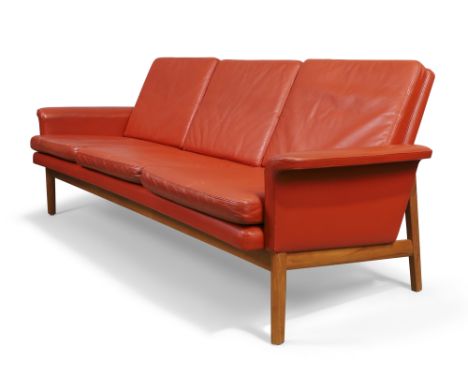 Finn Juhl (1912-1989) for France & Son   'Jupiter' sofa, circa 1965  Teak, leather  Manufacturer's plaque to frame  81cm high