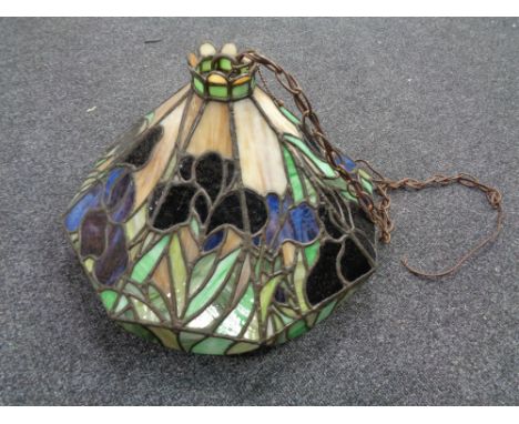 A Tiffany style leaded glass light shade 