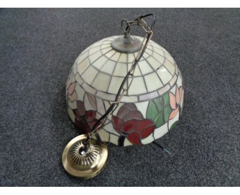A Tiffany style leaded glass ceiling light shade 