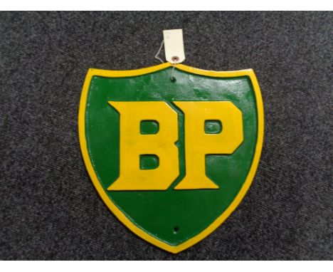 A cast iron BP plaque 