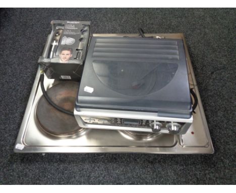 A hot plate together with Alba flat screen tv, 45 single record player etc 