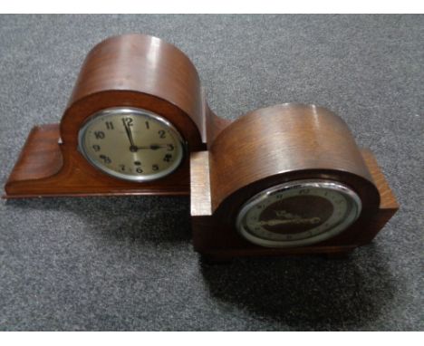 An Edwardian inlaid mahogany mantel clock - David Summerfield, Newcastle and a further Enfield clock