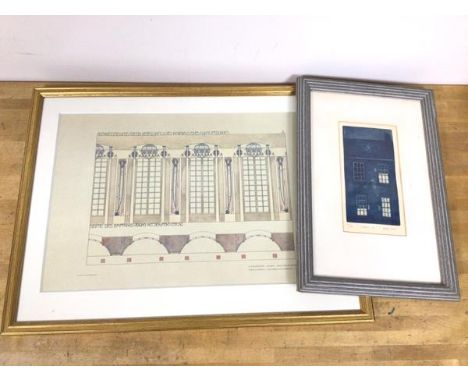 Brian Evans, Lighting Up, limited edition print no. 6/30 (17cm x 9cm) and a reproduction print of a Mackintosh architectural 