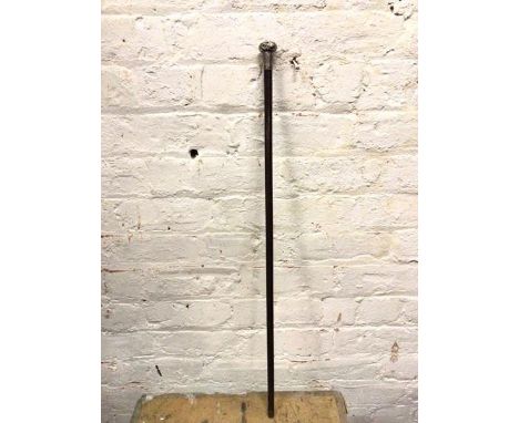 A late Victorian walking stick with white metal cap and collar (84cm)