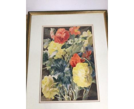 Elizabeth R Hamilton (?), Flowers, watercolour, signed bottom left (52cm x 37cm)