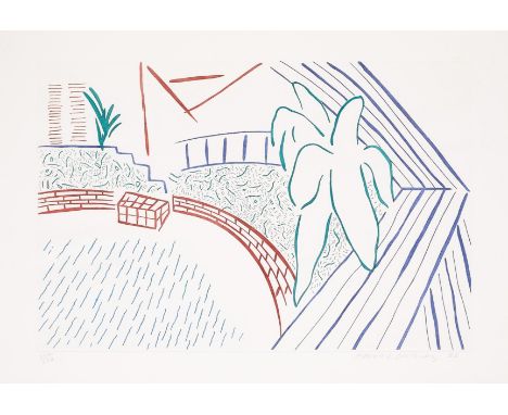 δ David Hockney (b.1937)My Pool and TerraceLithograph printed in colours, 1983, signed and dated in pencil, numbered from the