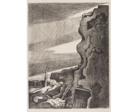 Paul Nash (1889-1946)German Double Pillbox (Poston L5 6)Lithograph, 1918, a particularly fine richly inked impression of this