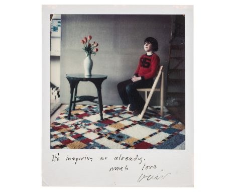 δ David Hockney (b.1937)Byron UptonUnique polaroid print in colours, 1977, signed and Inscribed 'It's inspiring me already. M