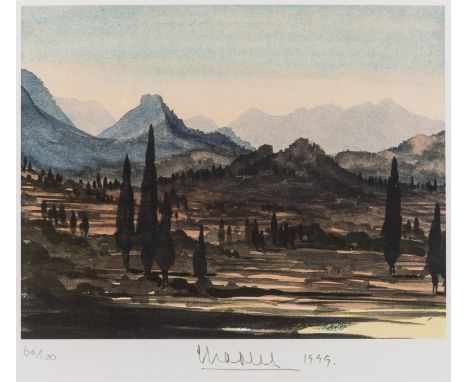 δ HRH Prince of Wales (b.1948)Greek Landscape, SummerLithograph printed in colours, 1999, signed, dated and numbered from the
