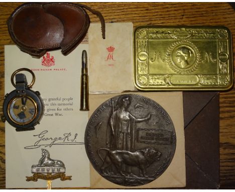 Great Britain, World War One, Death Plaque REGINALD FARRAH WILSON in original card case with King's letter, 50399 Private Reg