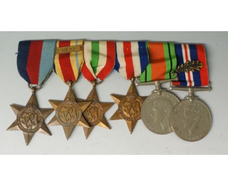Great Britain, World War Two, Group of Six, 1939/45, Africa (8th Army clasp), Italy, France & Germany, Defence, War (with lau