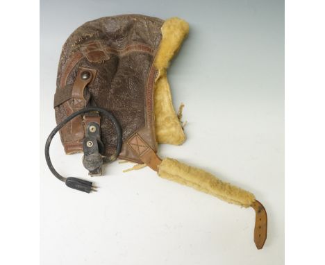 U.S.A, leather flying helmet, with label TYPE B-6, Property AIR FORCE, US ARMY