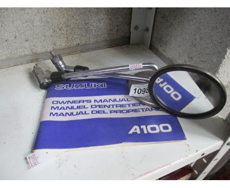 A pair of Suzuki A100 mirrors and owner's manual