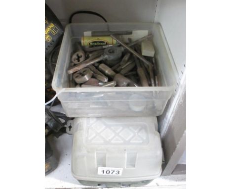 A good selection of workshop tools and 2 DeWalt batteries and chargers