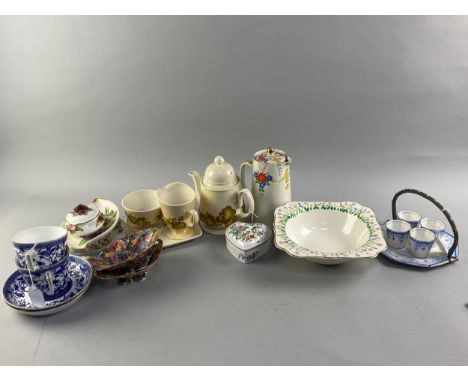 CARLTON WARE PART COFFEE SET, comprising a coffee pot, sugar, cream and side plate, along with other ceramics, including Roya