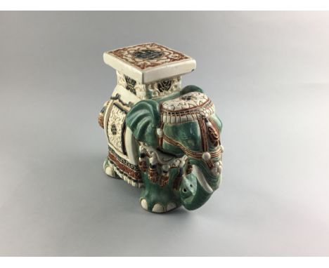 MODERN CHINESE CERAMIC ELEPHANT GARDEN SEAT, of small proportions, 28cm high