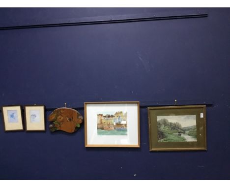 M. BOWEN IN BEIN INN, GLENFARG, watercolour, along with various other pictures and prints
