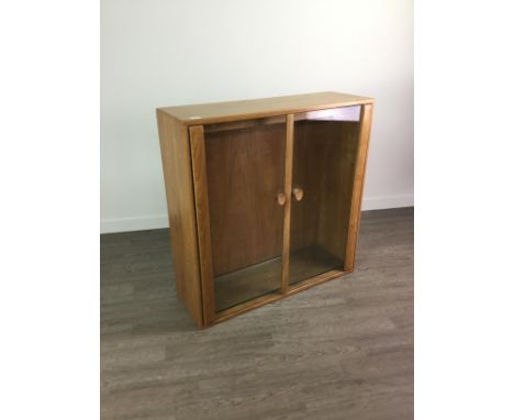 ERCOL WINDSOR TWO DOOR DISPLAY CABINET, 91cm wide