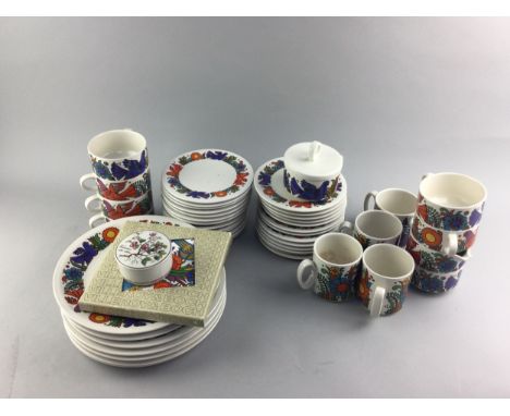 COLLECTION OF VILLEROY &amp; BOCH DINNER AND TEA WARE, Acapulco pattern, including dinner plates, dessert bowls, coffee pot, 