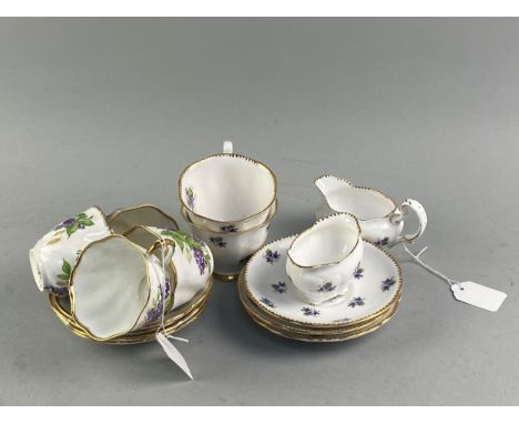SALISBURY 'LILAC' PATTERN PART TEA SERVICE, comprising four cups, four saucers, along with other tea ware, including Stafford