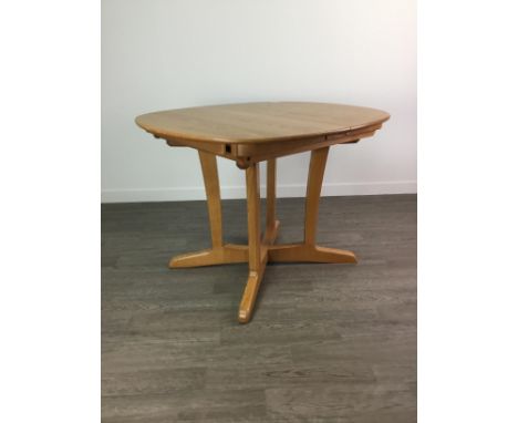 ERCOL MANTUA PEDESTAL EXTENDING DINING TABLE, 148cm x 90cm extended