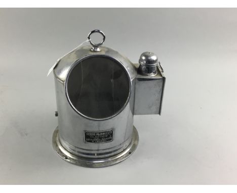 DOBBIE McINNES BINNACLE, 28cm high, along with a framed print of S.S "Braemar Castle" - S.S "Kenya Castle" (2)