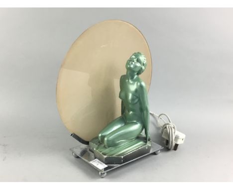 ART DECO TABLE LAMP, modelled as a kneeling nude female, 31cm high
