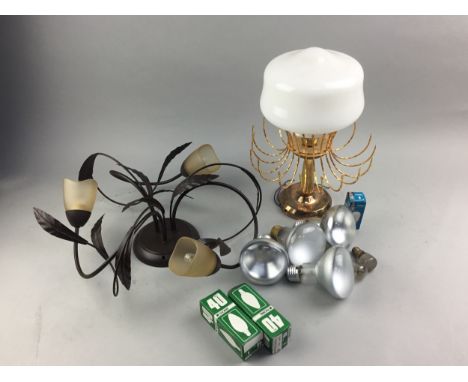 CAST METAL CEILING PENDANT, along with a contemporary chandelier and other lighting