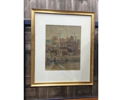 TWO PAINTINGS AND A METAL PRINT OF PORT GLASGOW, two Continental oils on board, both signed indistinctly, framed and under gl