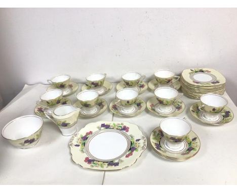 A 1930s/40s Adderley Ware tea service including ten teacups (each: 7cm x 8.5cm), twelve saucers, twelve side plates, sandwich