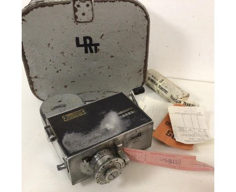 A Lothian Region Transport conductor's ticket machine, bears plaque A Product of Setright complete with travelling case (case