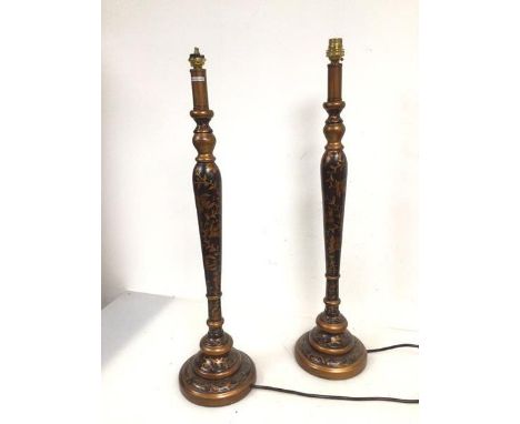 A pair of Japanese inspired baluster shaped table lamps, one with cracks to top (64cm to lamp holder)
